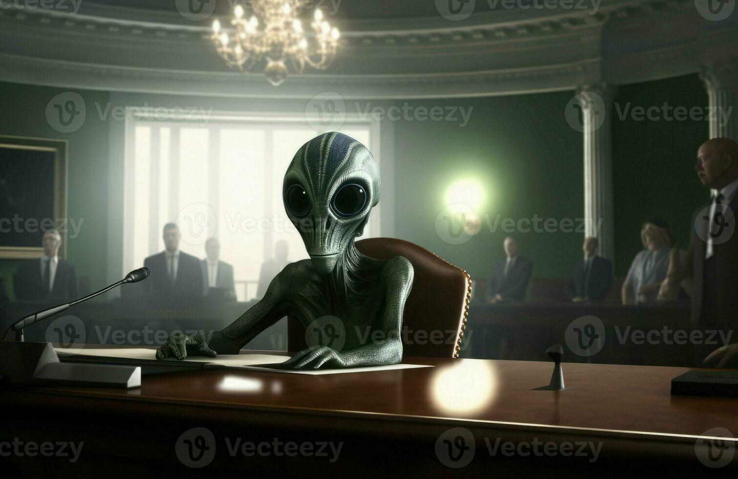 Alien testifying cabinet. Generate Ai photo