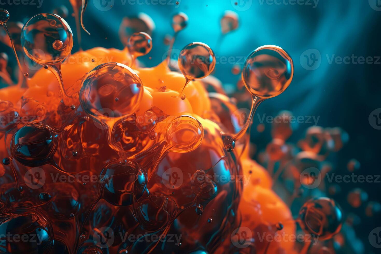 Macro water bubbles. Generate Ai photo