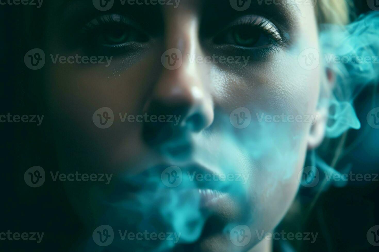Person looking in fog camera. Generate Ai photo