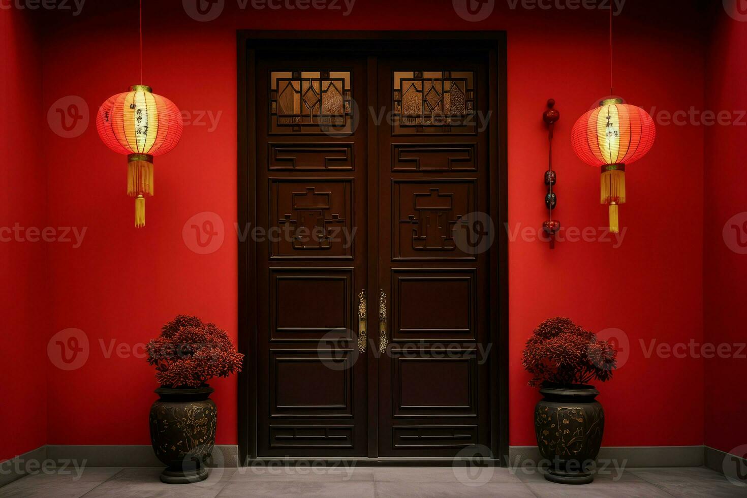China red door flashlights. Generate Ai photo