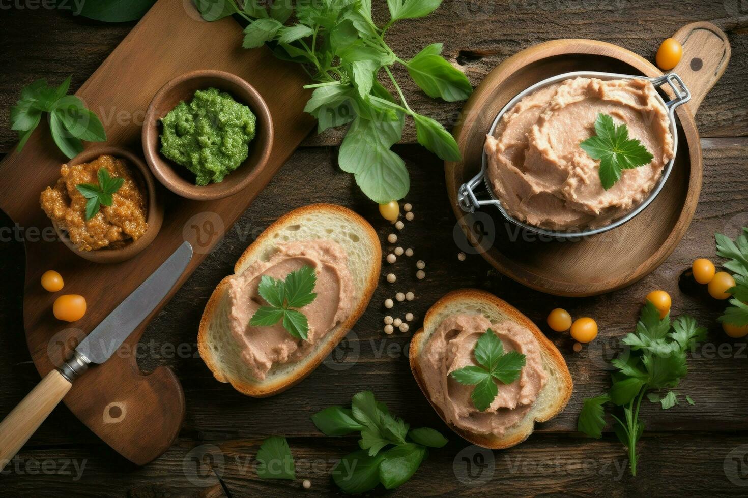 Slices bread pate food. Generate Ai photo