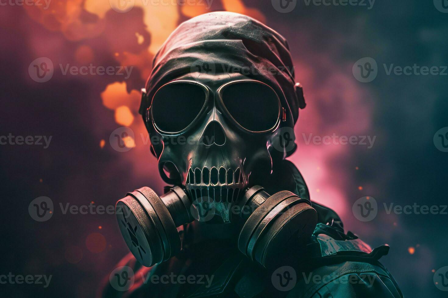 Skull mask smoke. Generate Ai photo