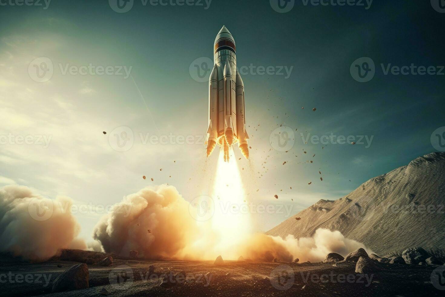 Taking off rocket. Generate Ai photo