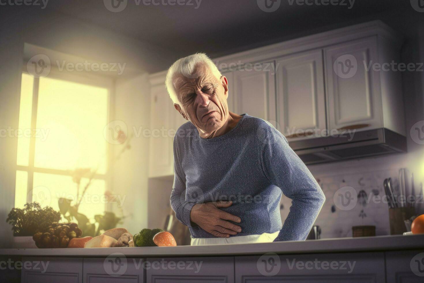 Man stomach ache. Generate Ai photo