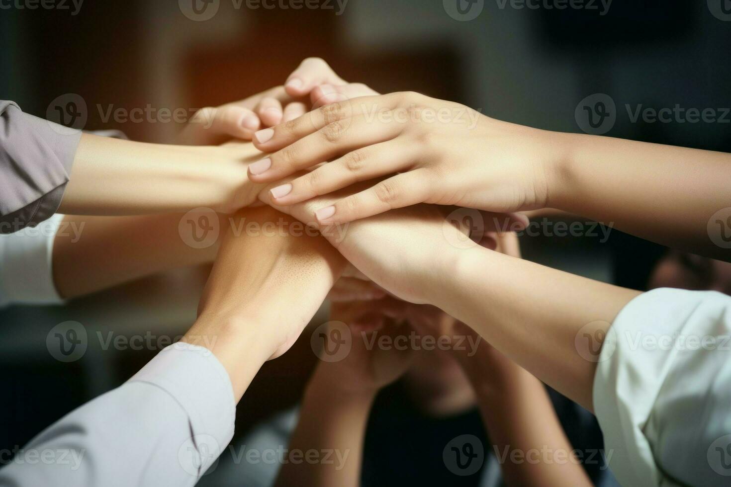 Teamwork join hands. Generate Ai photo