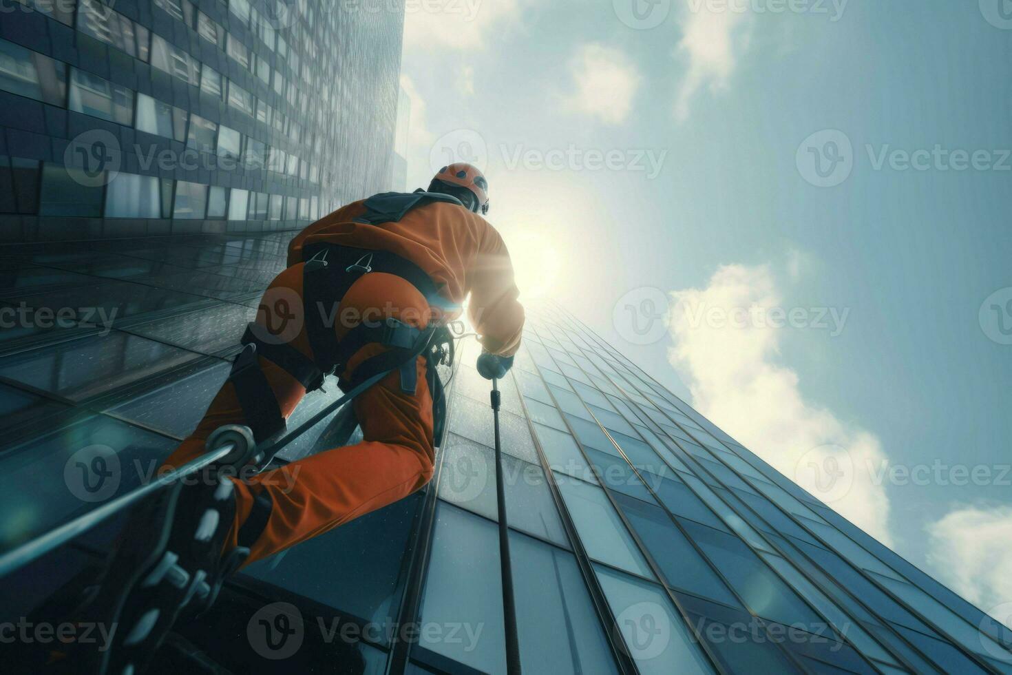 Window cleaner building. Generate Ai photo