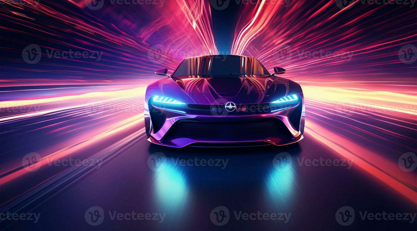 Sport car on the road with motion blur background AI Generated photo