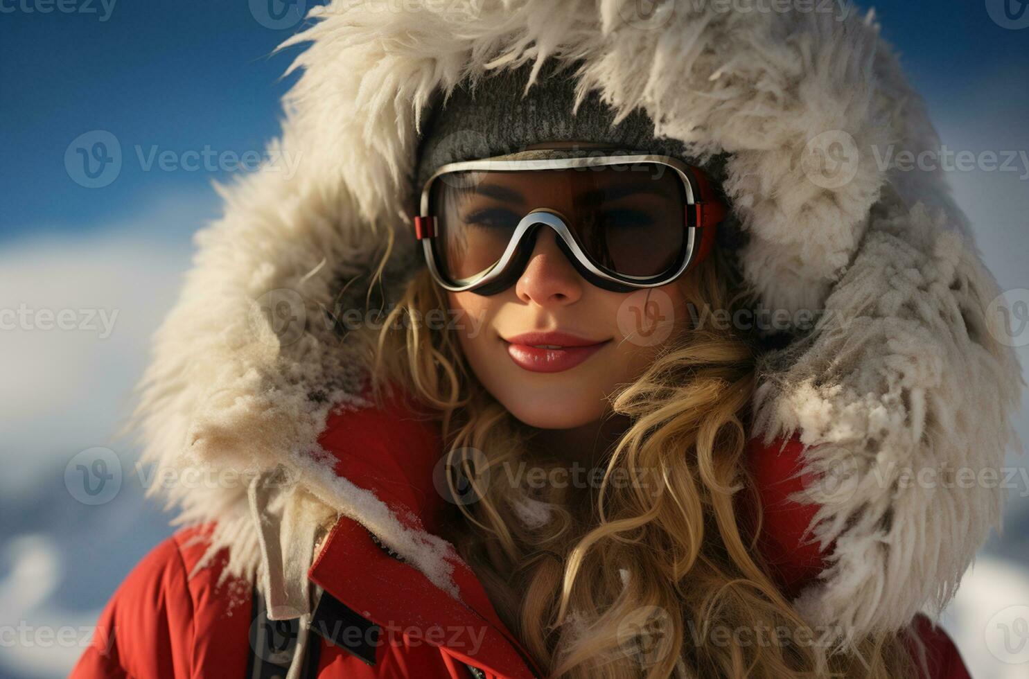 de cerca retrato de un hermosa niña en un esquí traje y gafas de protección  ai generado 30583850 Foto de stock en Vecteezy