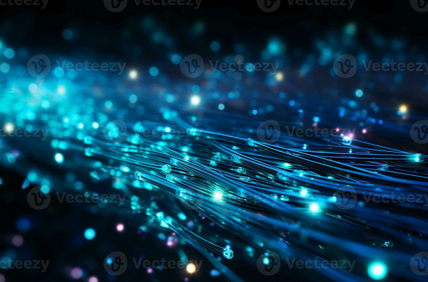 Fiber optics background with lots of light spots and bokeh AI Generated photo
