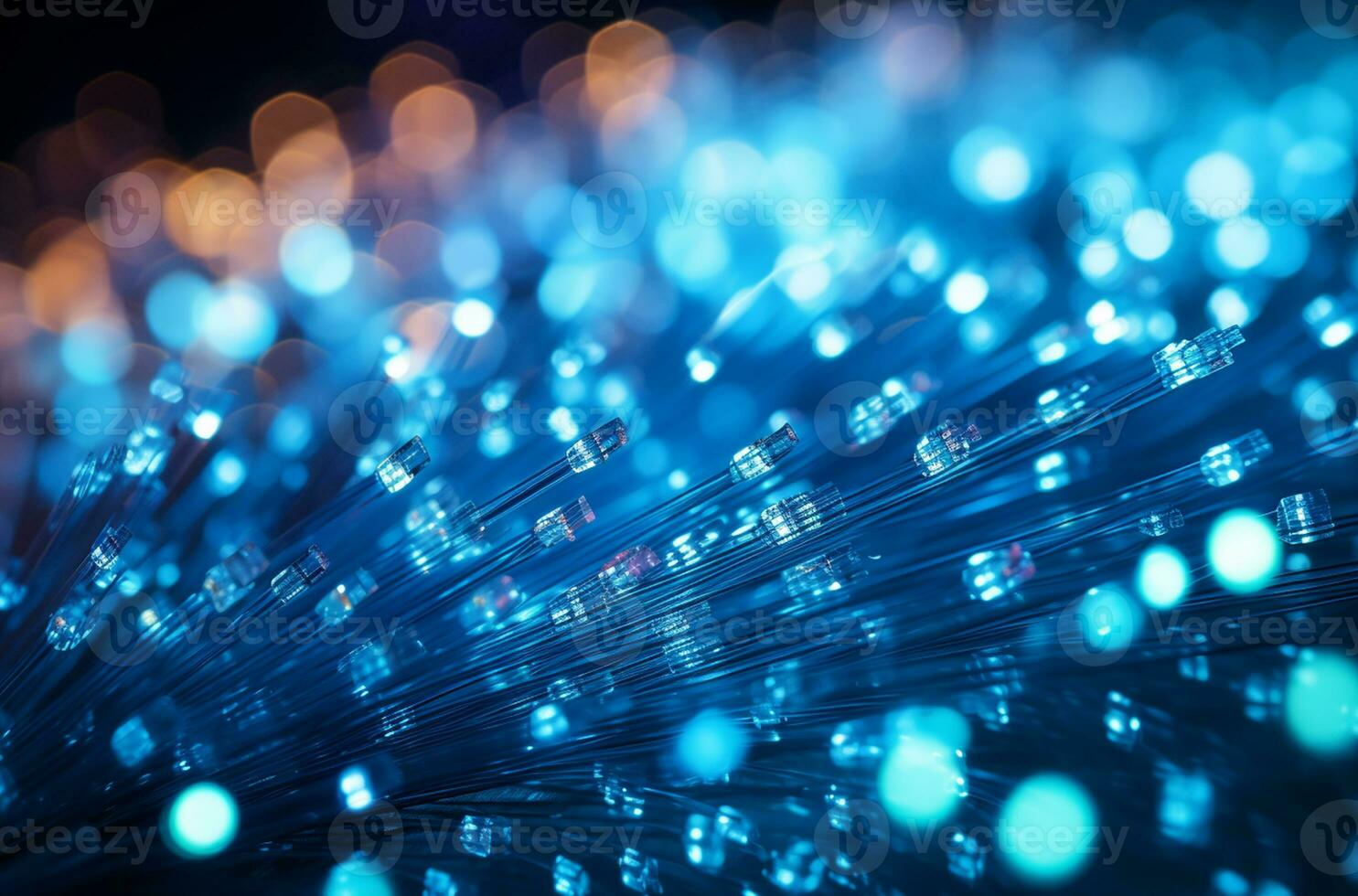 Fiber optics background with lots of light spots and bokeh AI Generated photo