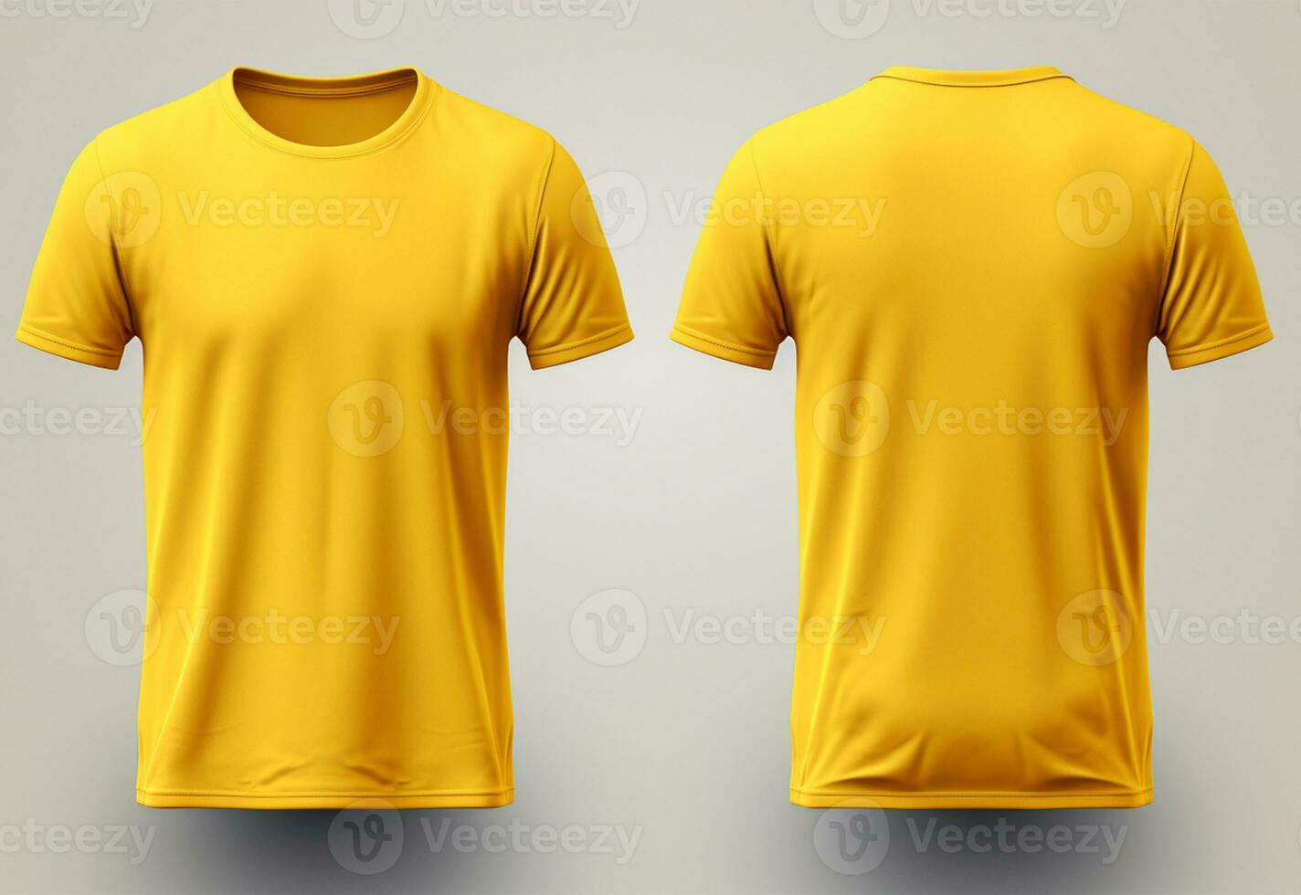 Yellow t-shirt mockup isolated on black background with clipping path AI Generated photo