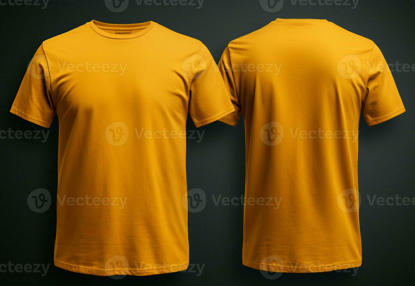 plain yellow t-shirt mockup template, with view, front and back, isolated  on transparent background, generative ai 24125098 PNG