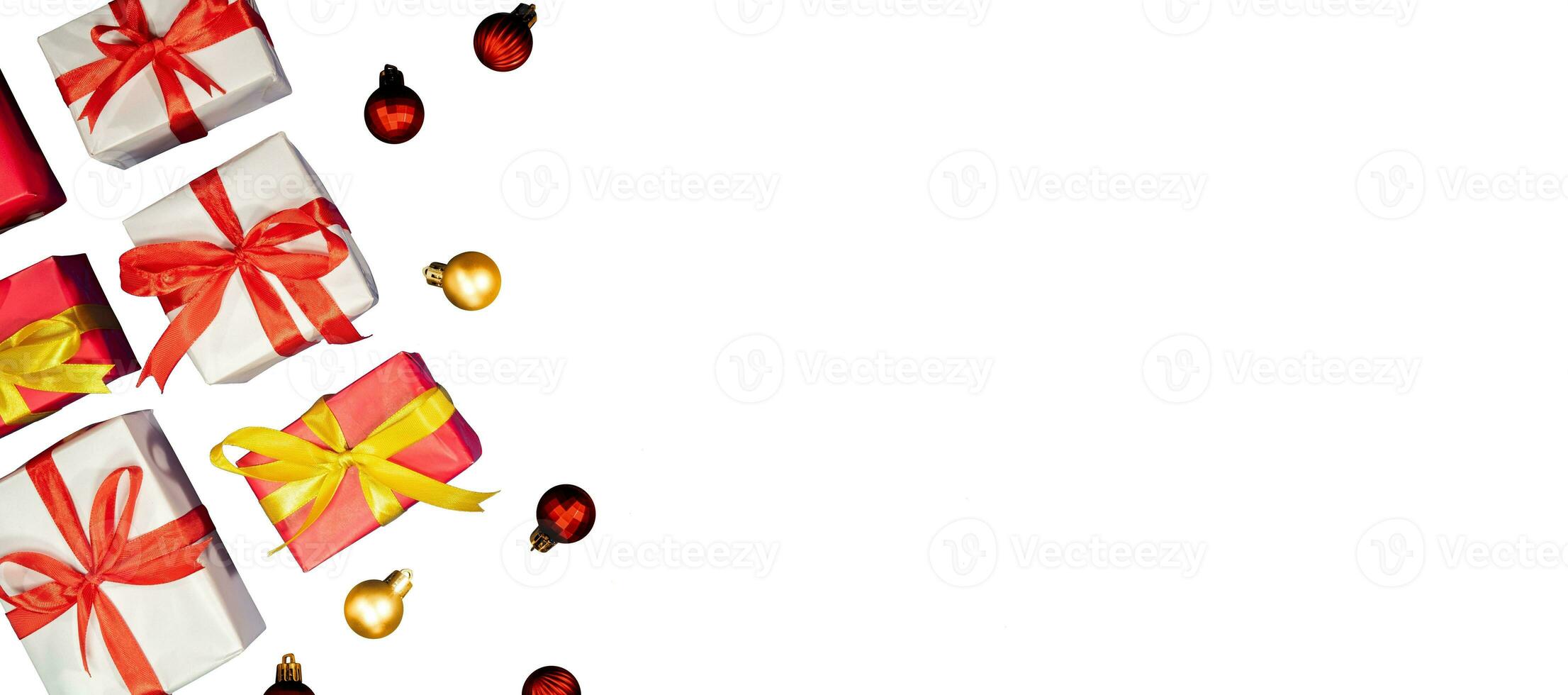 Christmas banner with gift box and ball photo