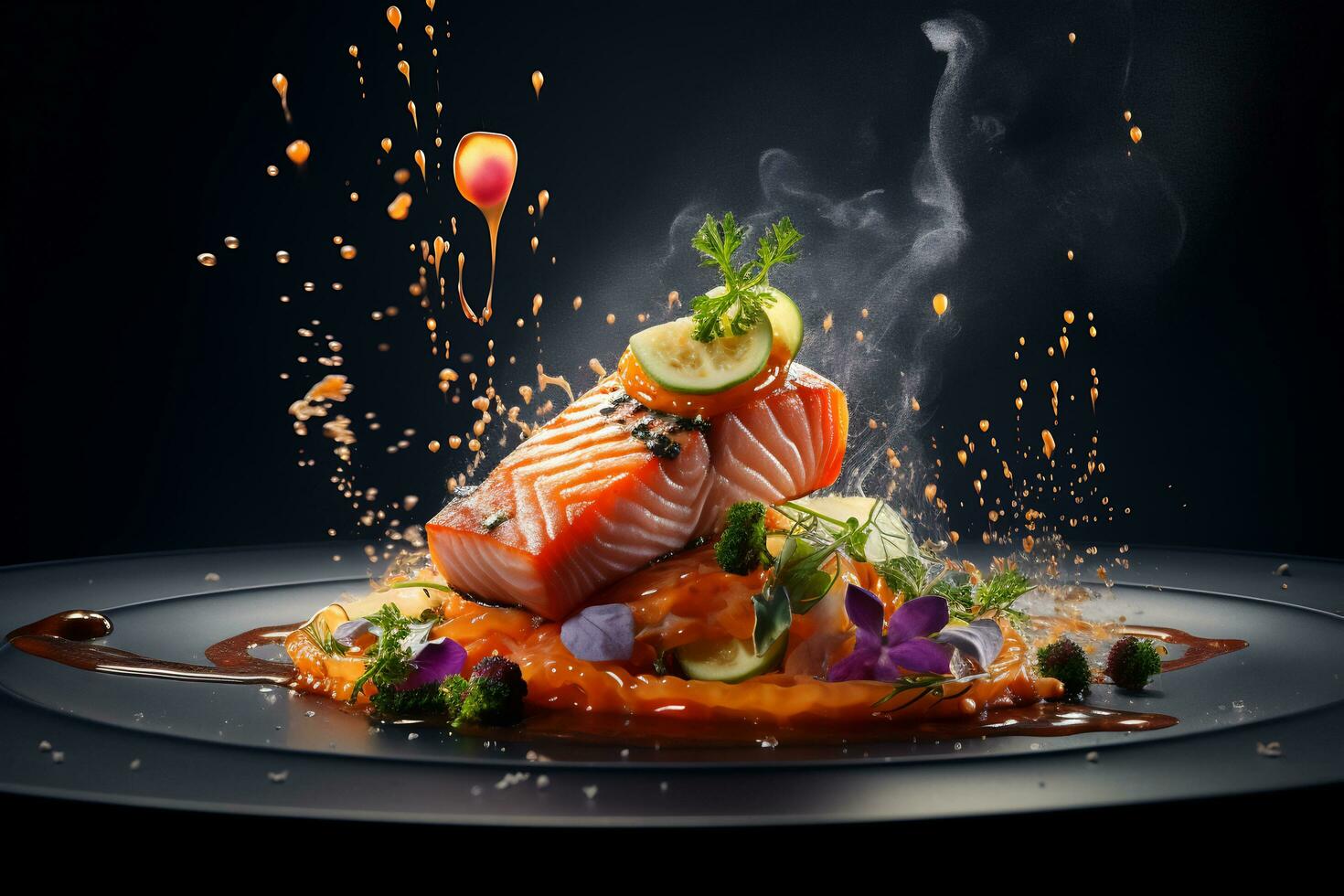 AI Generative Mouthwatering images of gourmet dishes photo