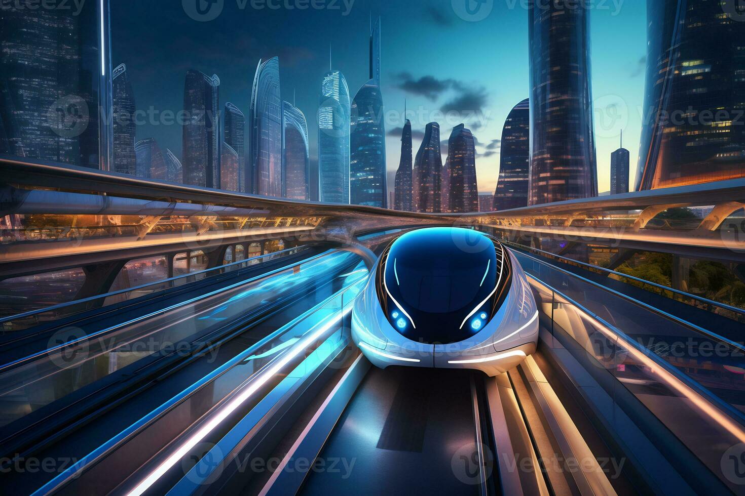 AI Generative Image of the essence of futuristic transportation modes photo
