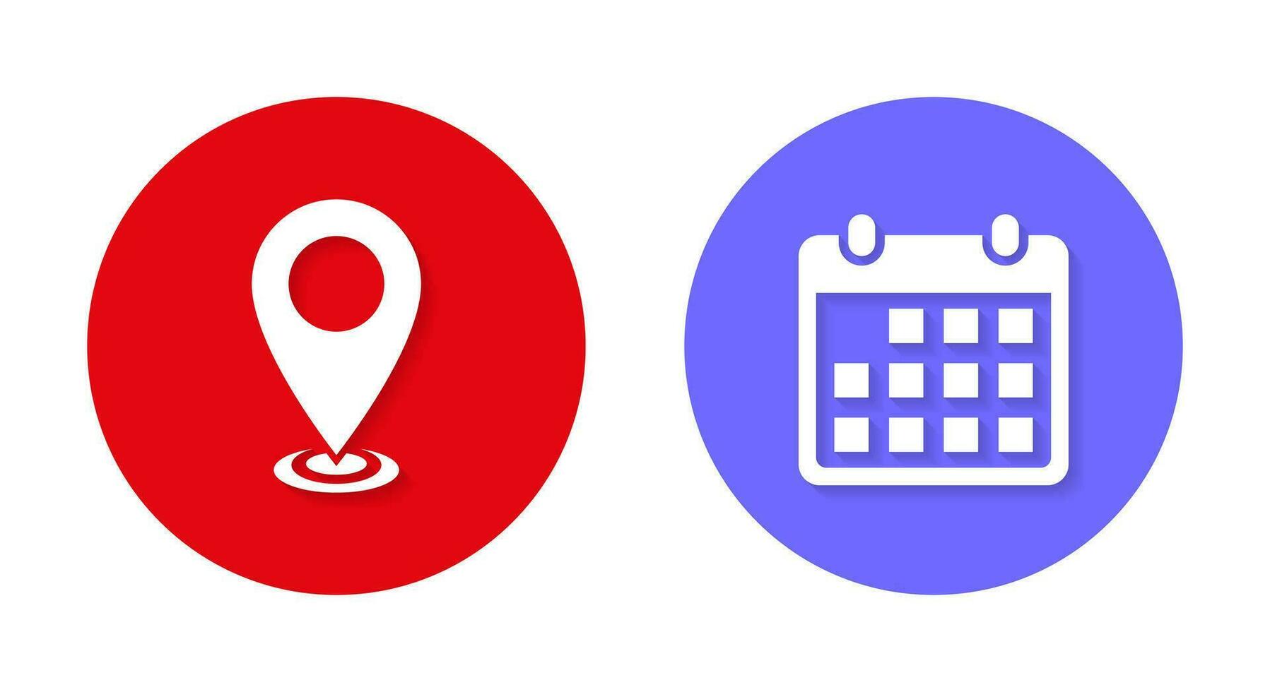 Map pin and calendar icon vector in flat style. Location and date sign symbol