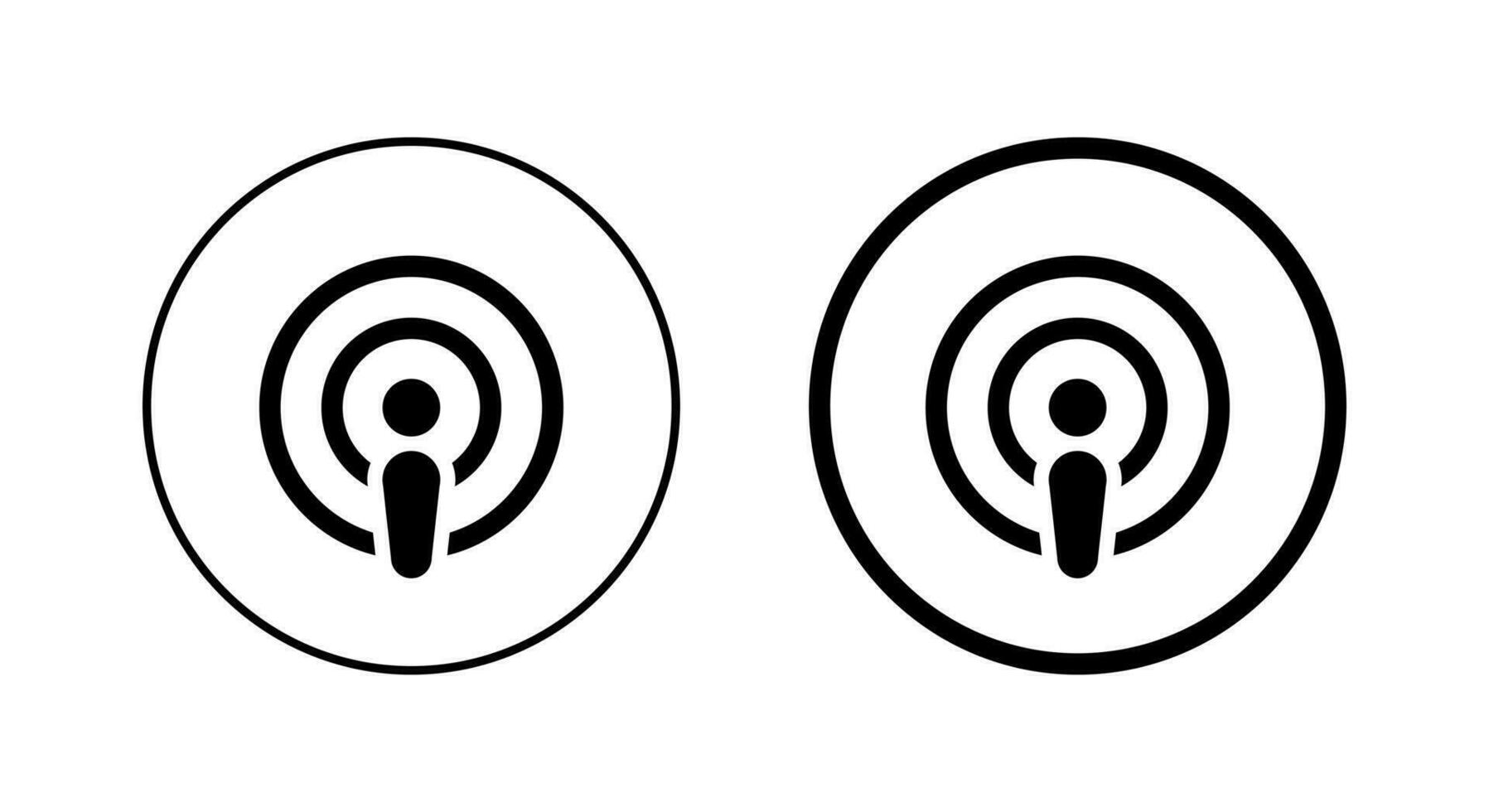 Podcast icon vector in circle line. Podcasting sign symbol