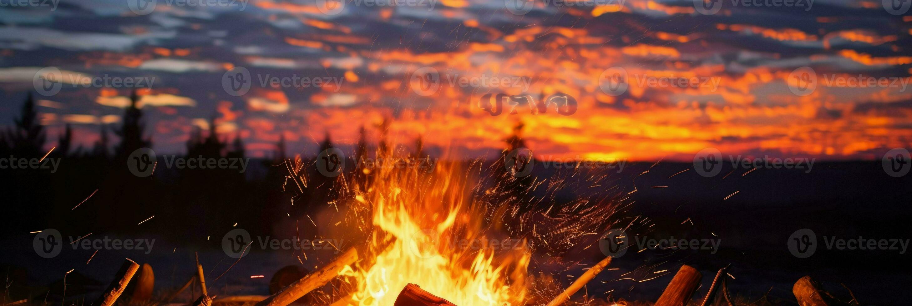 AI Generative sunset over a bonfire photo