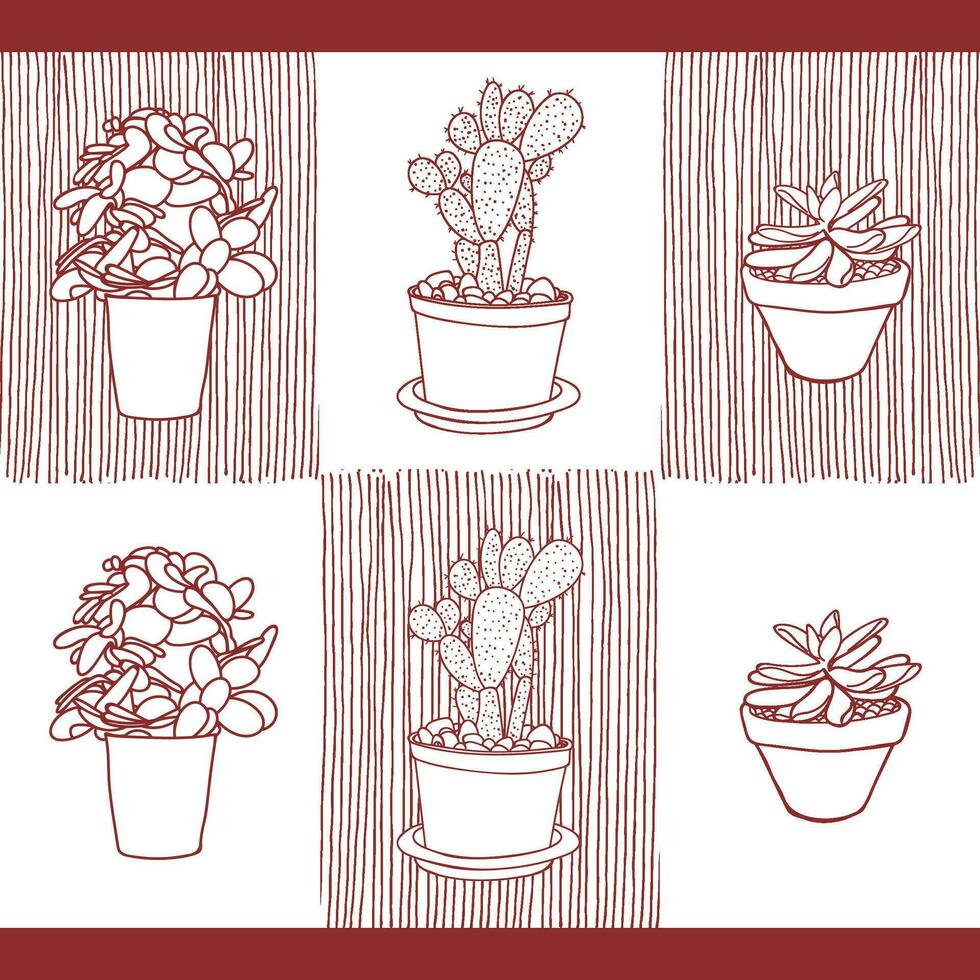 Cactus Plants Vector Free Seamless Pattern.  This can be clothing, gift wrapping, decoration for package