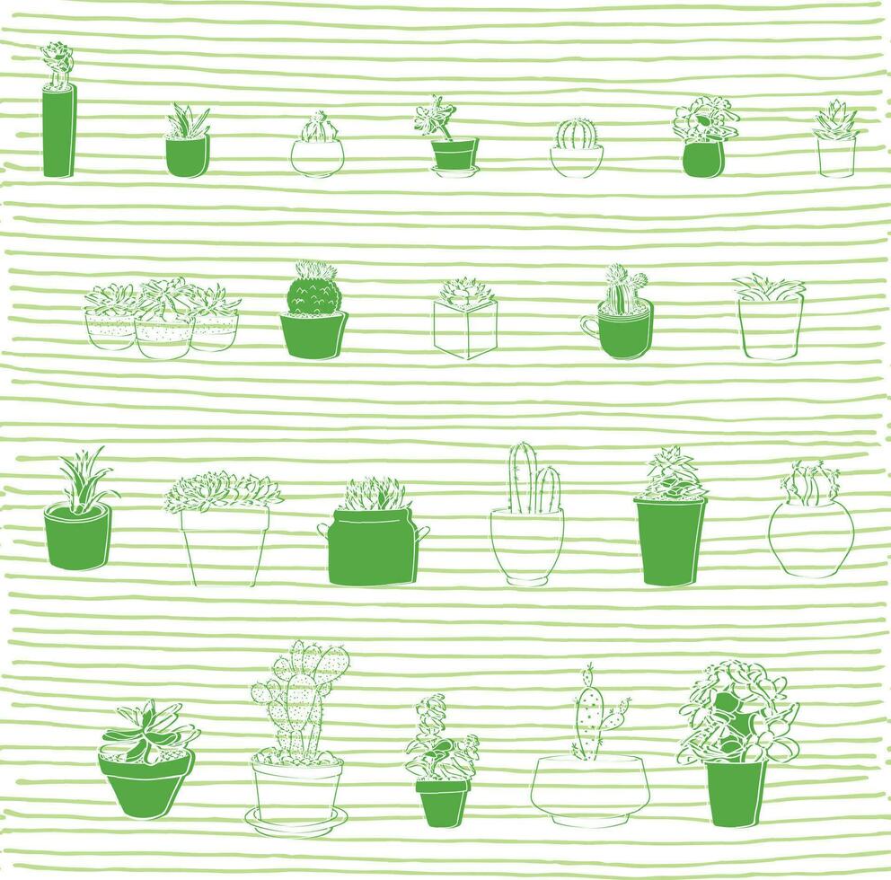 Cactus Plants Vector Free Seamless Pattern.  This can be clothing, gift wrapping, decoration for package