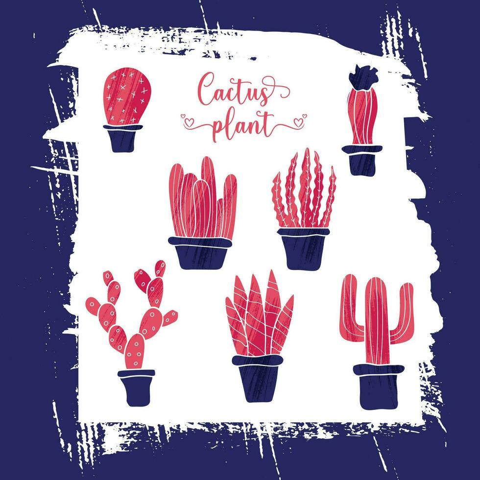 Cactus Plants Vector Free Seamless Pattern.  This can be clothing, gift wrapping, decoration for package