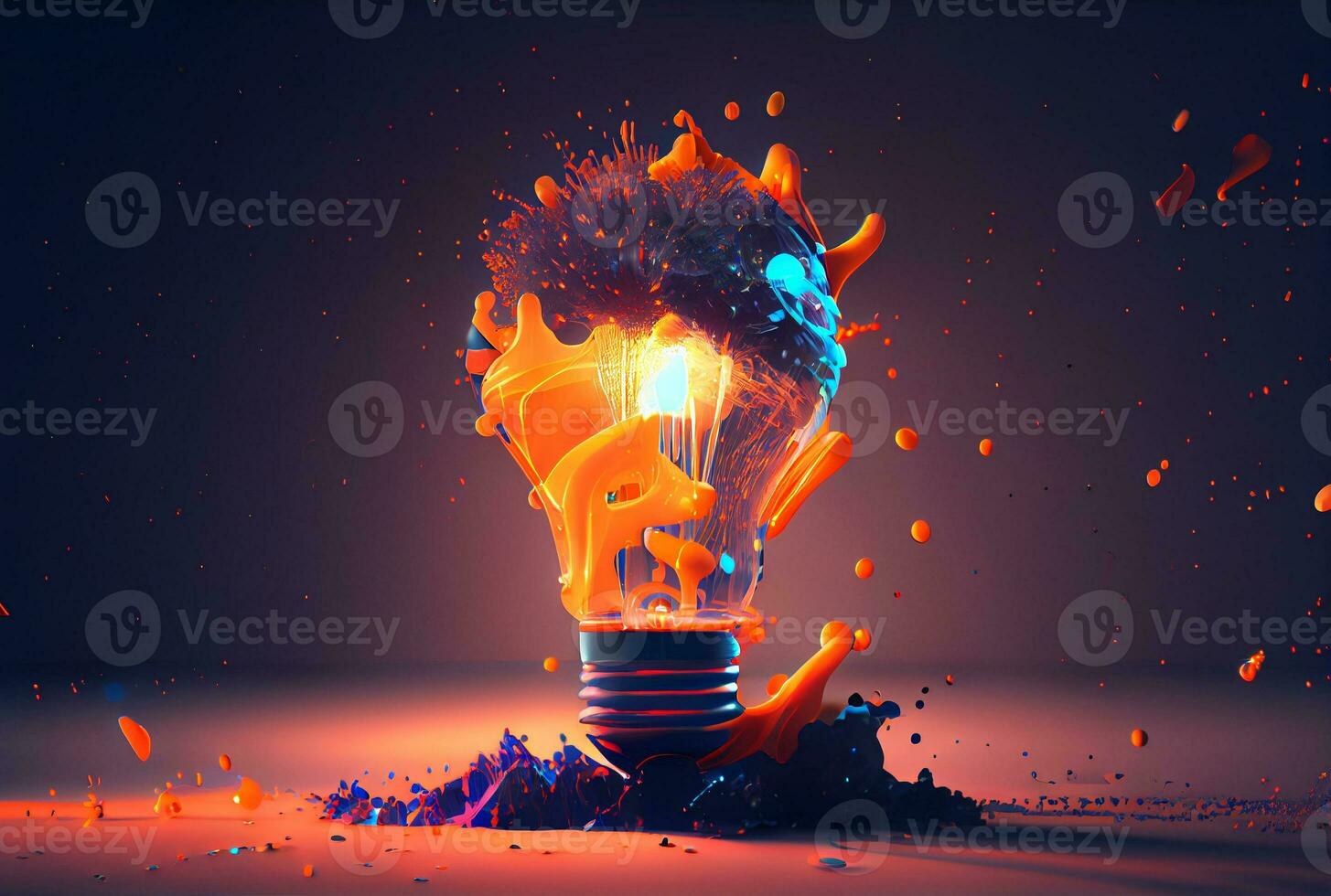 Light bulb isolated on black background business people concept.3d render. Generative Ai. photo