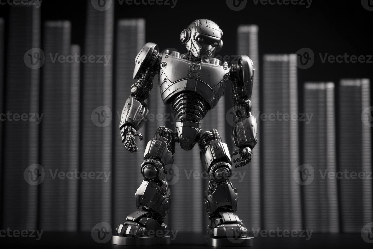Future business 3d technology robot and stock chart traders, stock chart analysis to beat the market. . photo