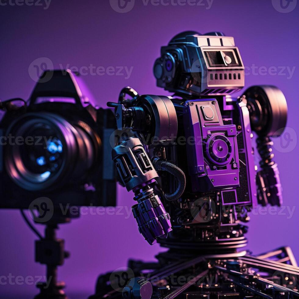 Future business 3d technology robot and stock chart traders, stock chart analysis to beat the market. . photo