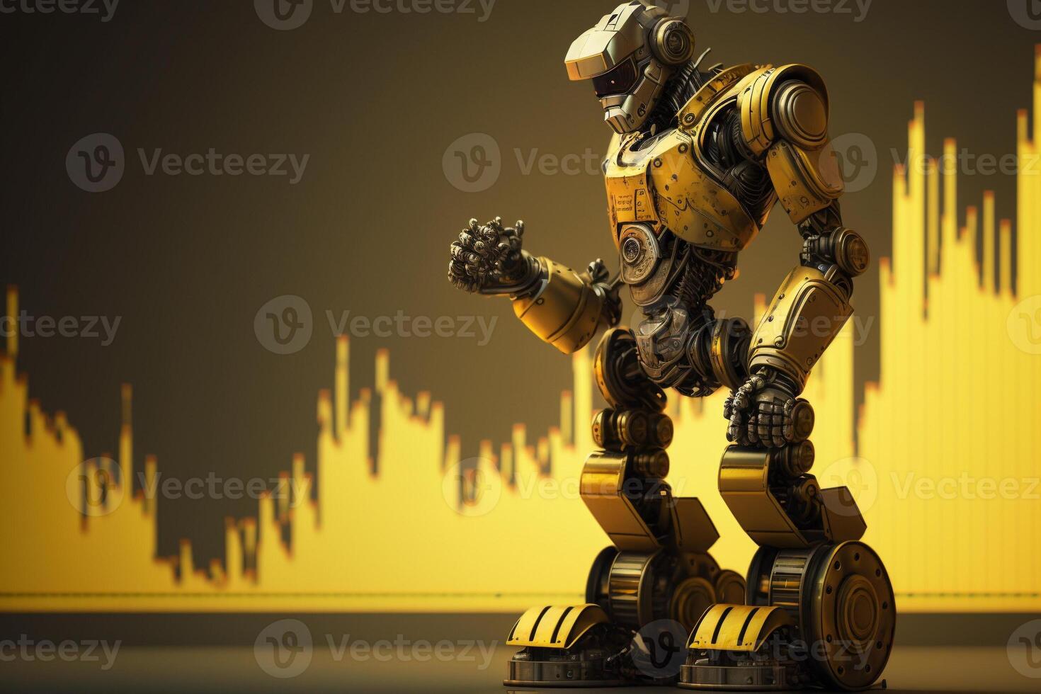 Future business 3d technology robot and stock chart traders, stock chart analysis to beat the market. . photo