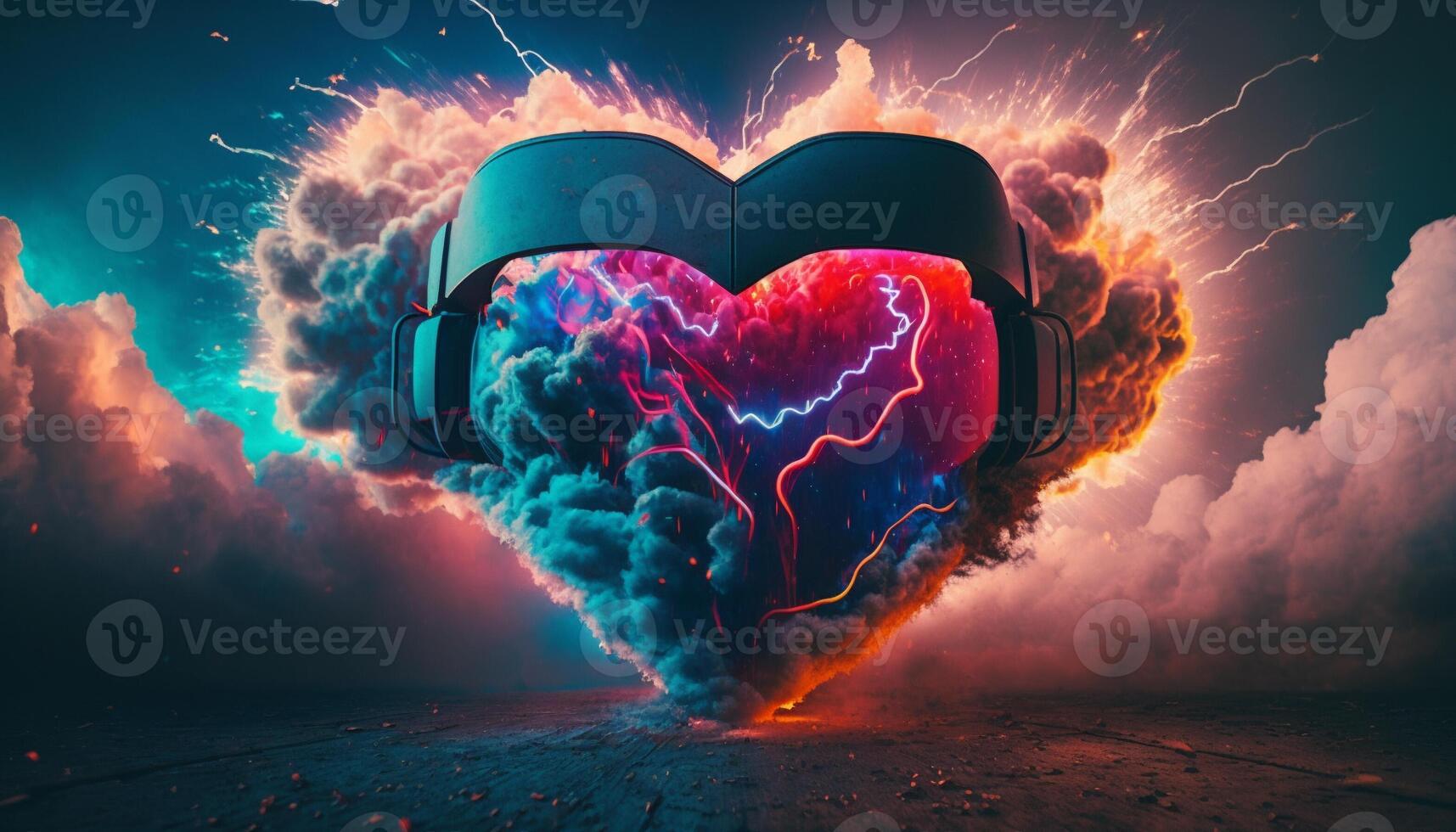 Metaverse, Future game and entertainment digital technology, VR virtual reality glasses, . photo