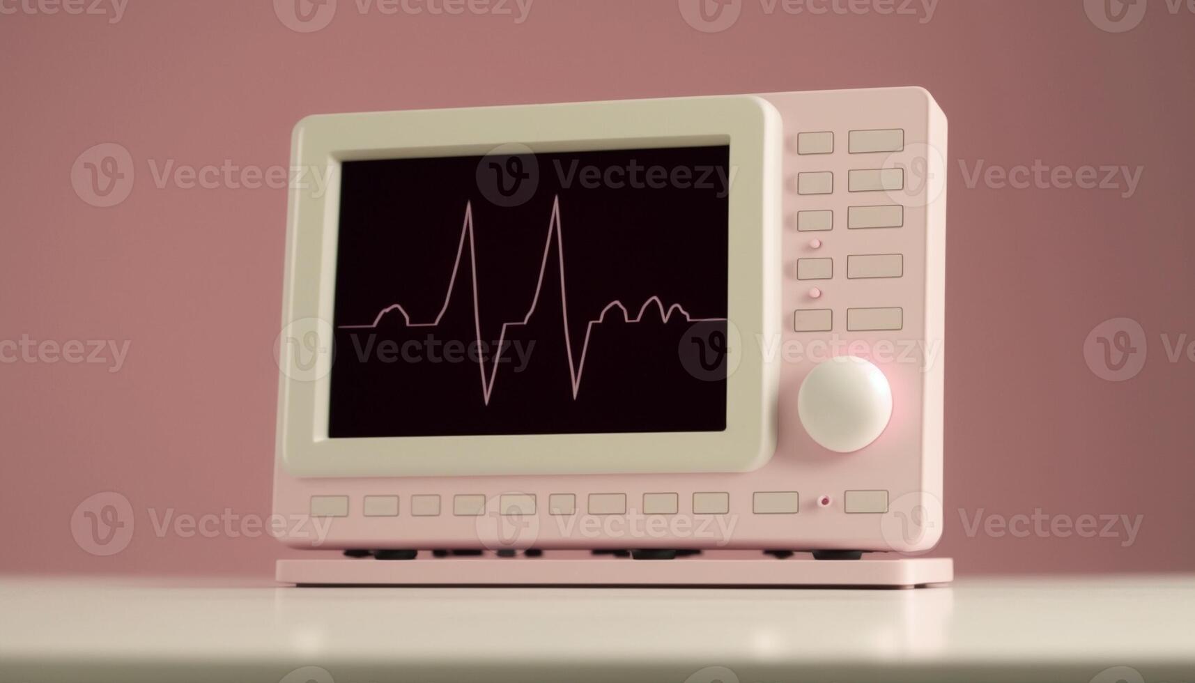 Heart monitor measuring vital signs, medical technology. Generative AI. photo