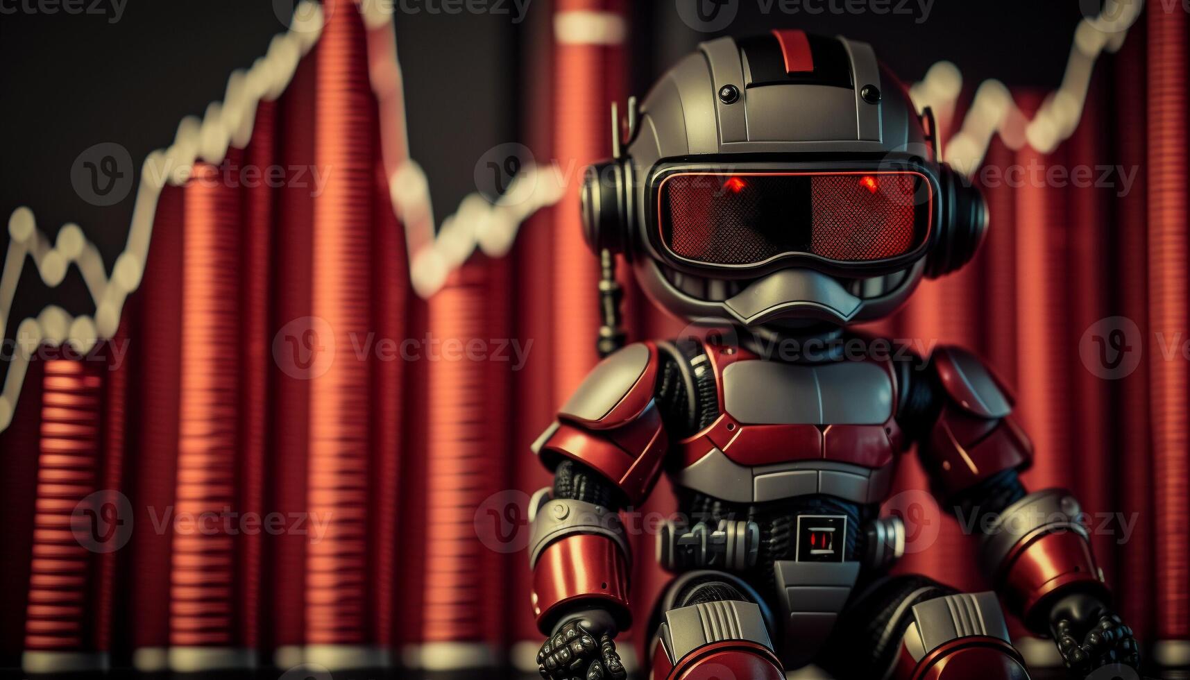Future business 3d technology robot and stock chart traders, stock chart analysis to beat the market. . photo