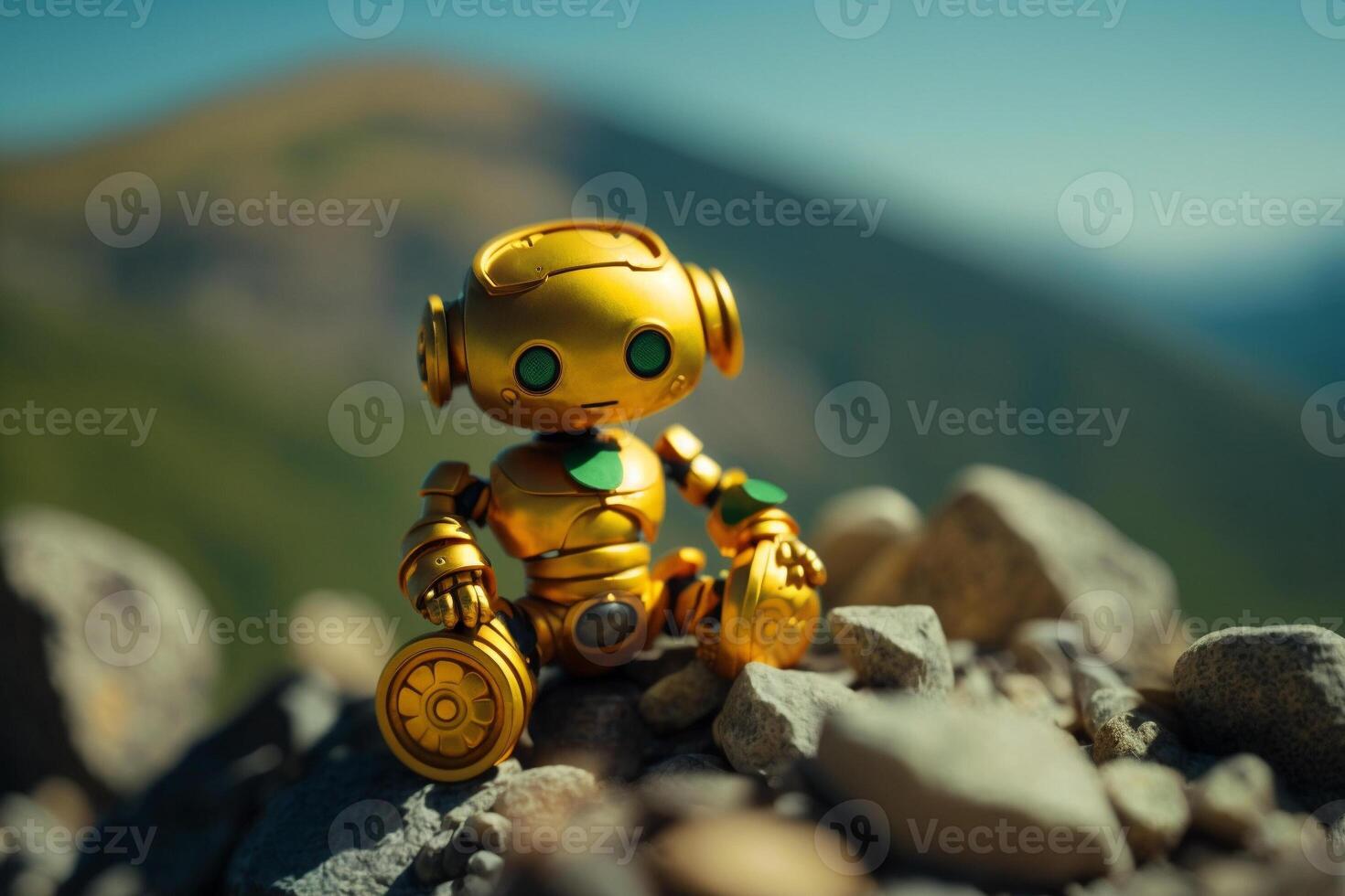 robot gold US dollar coin stock market forex trading graph futuristic Smart investment technology background, . photo