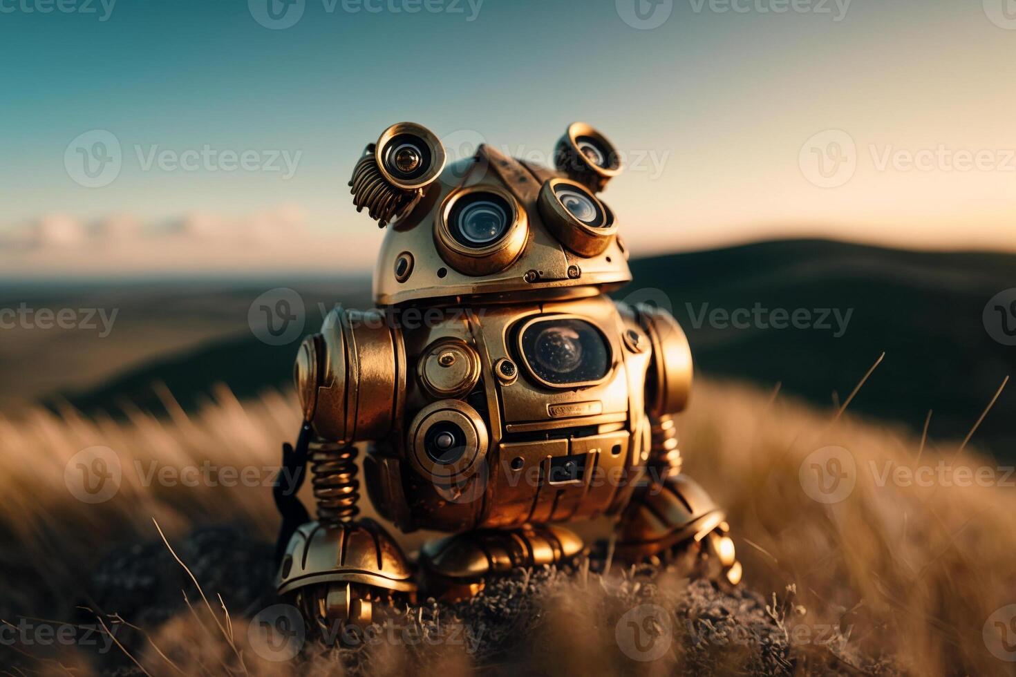 robot gold US dollar coin stock market forex trading graph futuristic Smart investment technology background, . photo