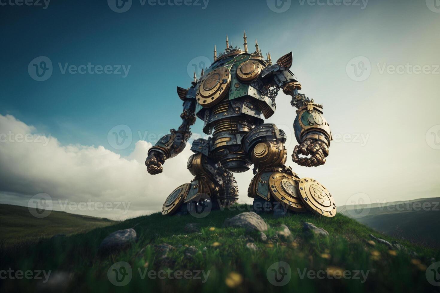 robot gold US dollar coin stock market forex trading graph futuristic Smart investment technology background, . photo