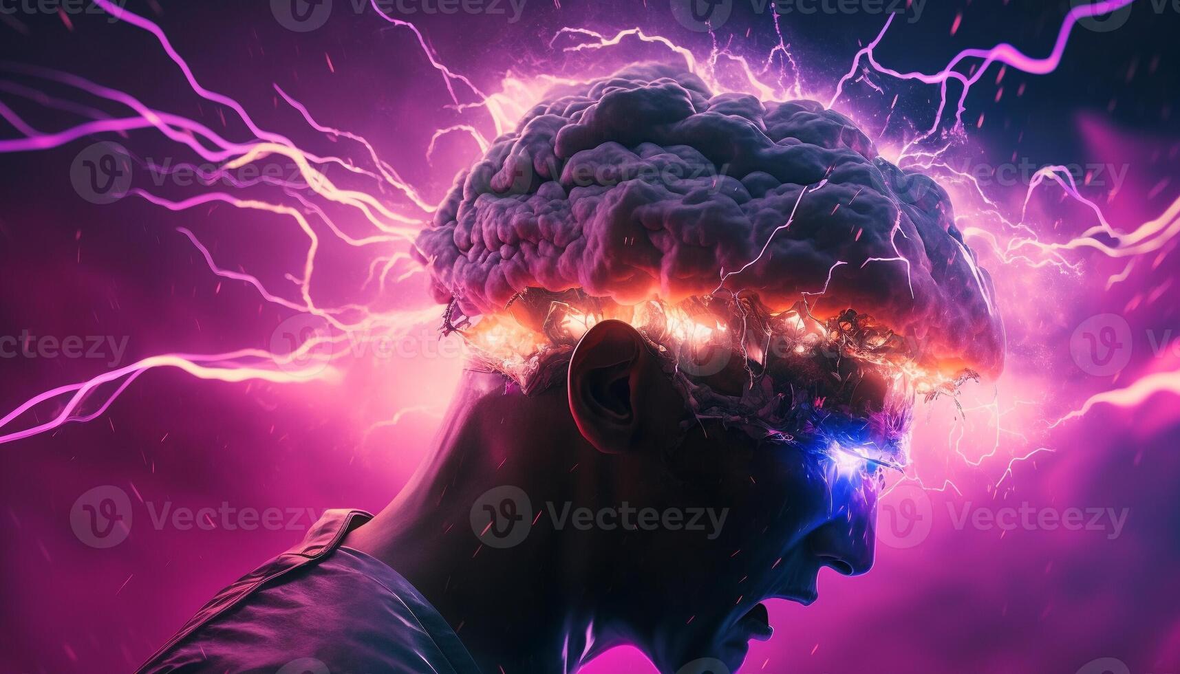 Young man using virtual reality headset. VR glasses, futuristic, technology, online education, education, game concept, . photo