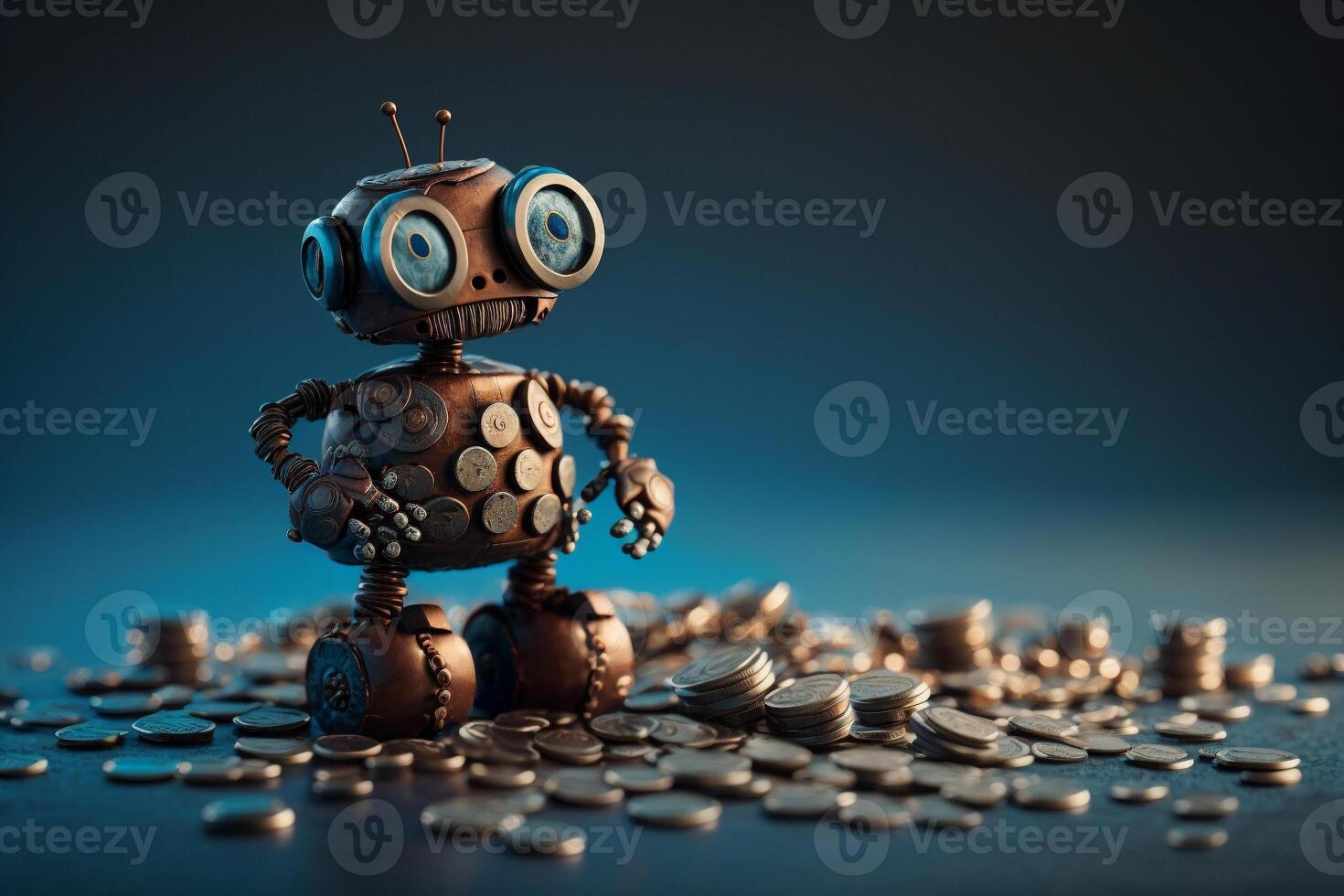 robot gold US dollar coin stock market forex trading graph futuristic Smart investment technology background, . photo