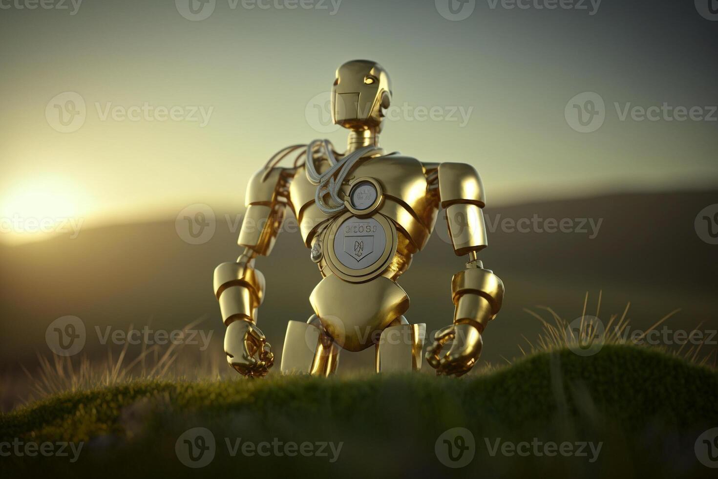 robot gold US dollar coin stock market forex trading graph futuristic Smart investment technology background, . photo