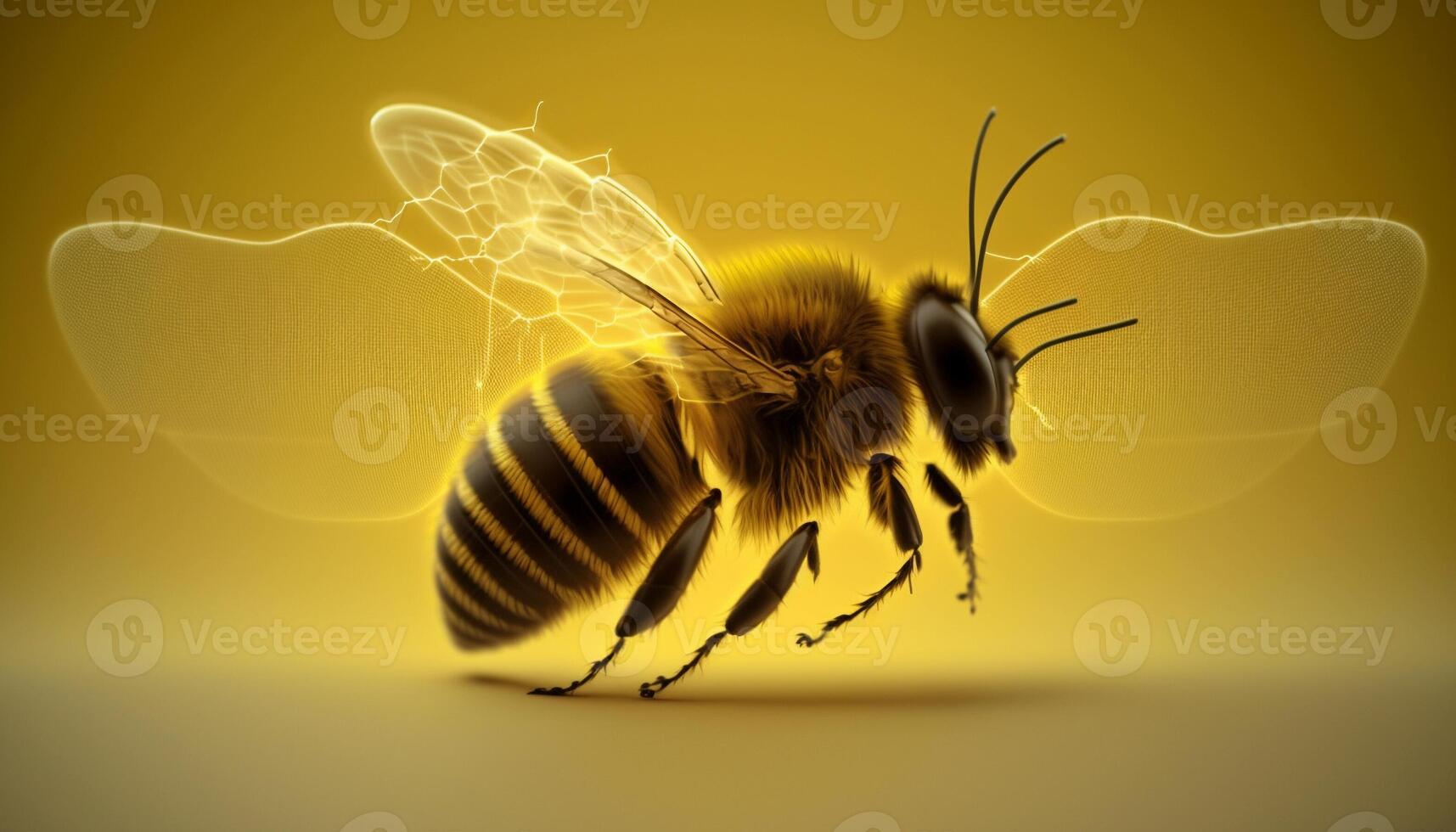 Veterinary concept, pulse, bee's heartbeat, yellow background. . photo
