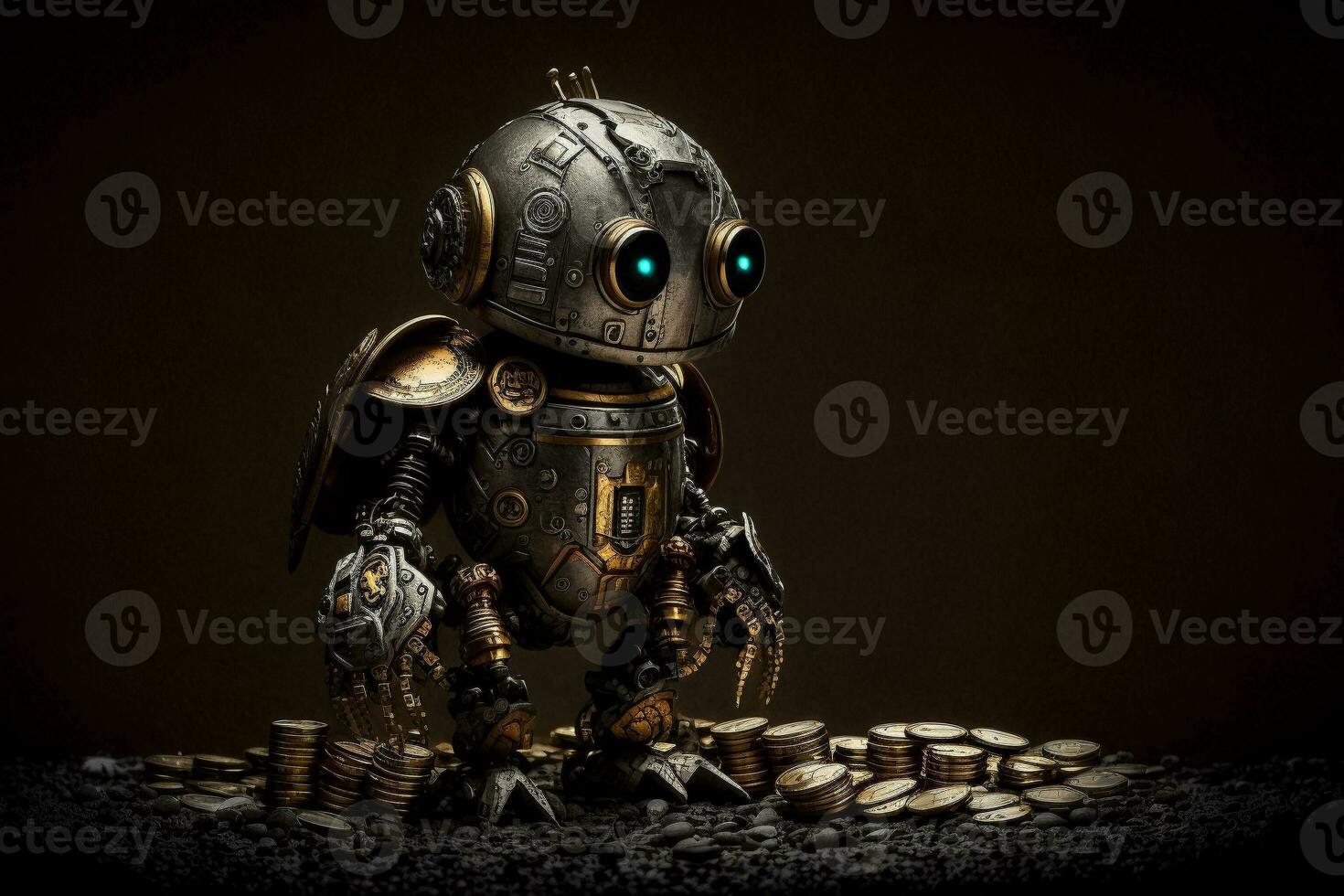 robot gold US dollar coin stock market forex trading graph futuristic Smart investment technology background, Generative AI. photo