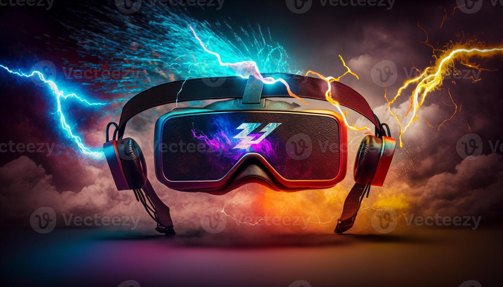 Metaverse, Future game and entertainment digital technology, VR virtual reality glasses, Generative AI. photo