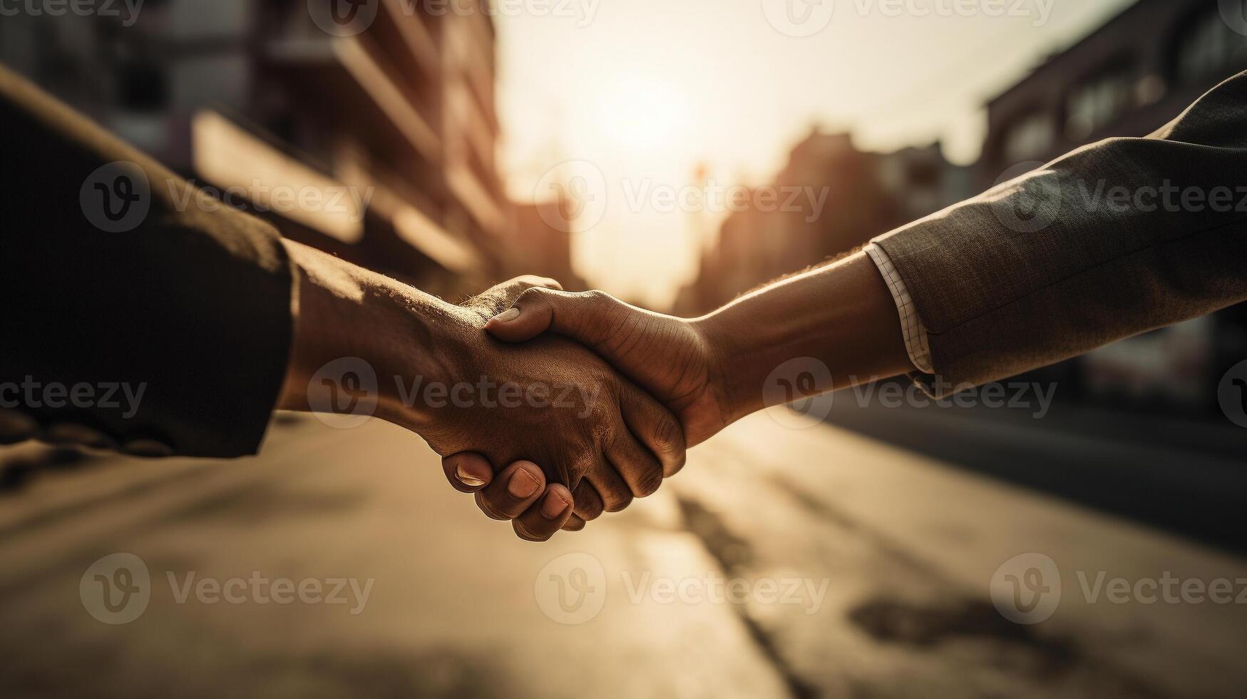 Business people shaking hands, teamwork, finishing up a meeting, Negotiations were successfully. . photo