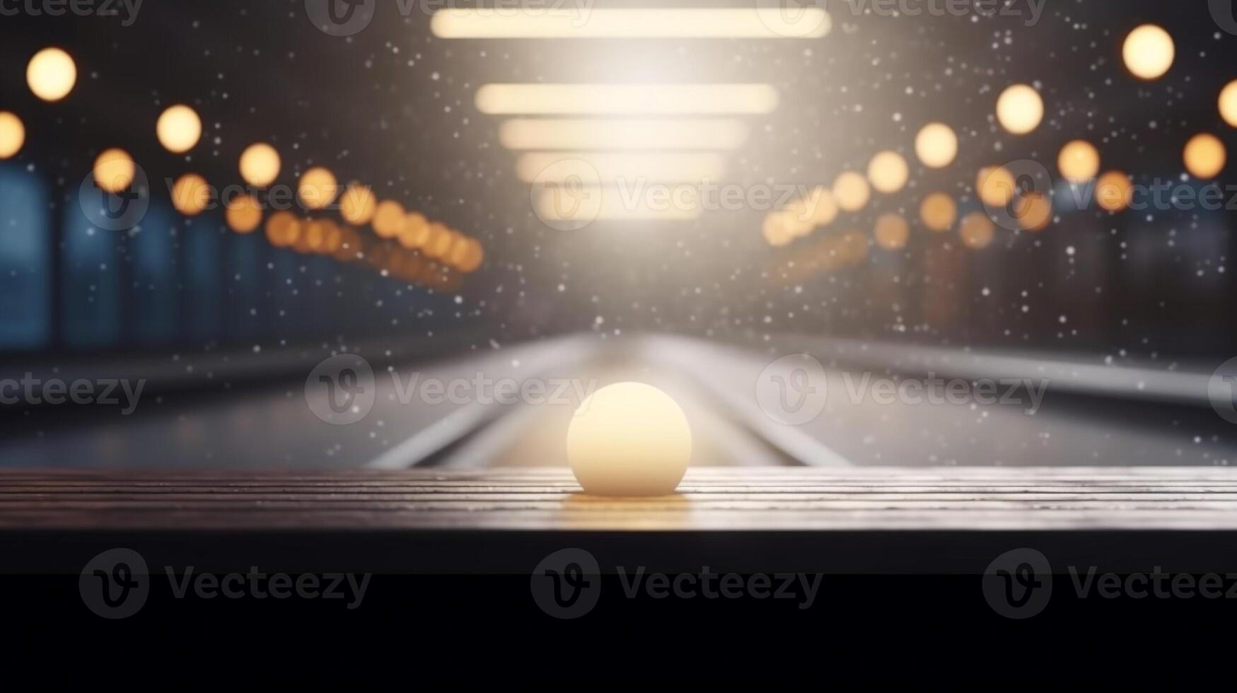 Bokeh background image foreground of an old wooden table, out of focus, ready for editing for product display. generative ai. photo