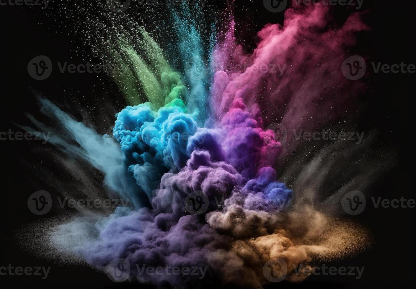 Beautiful fantasy Color explosion on dark background. . photo