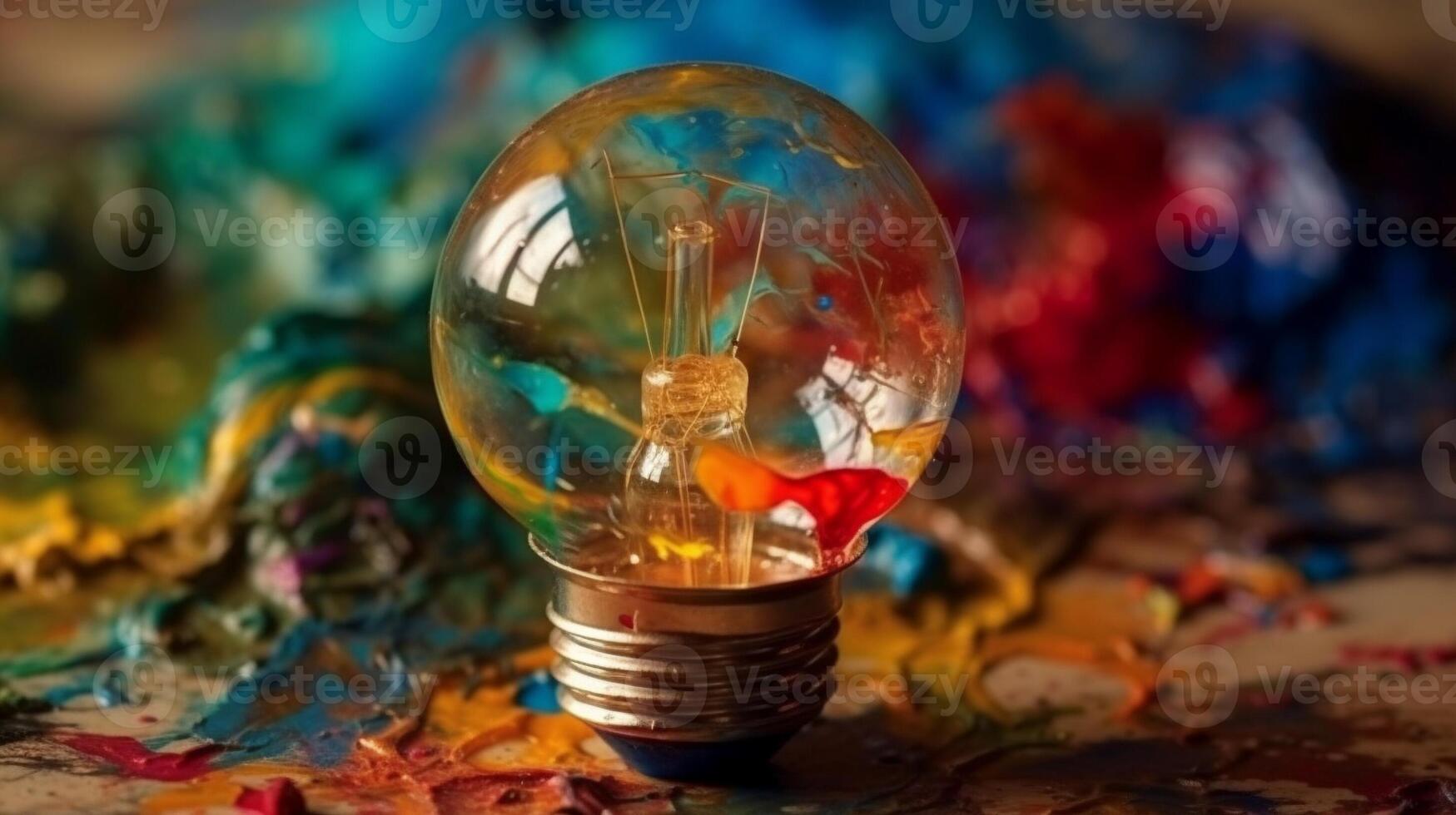 watercolor painting of creative and inspirational light bulb Electric power technology, . photo
