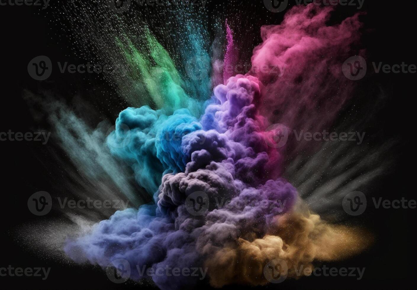 Beautiful fantasy Color explosion on dark background. . photo