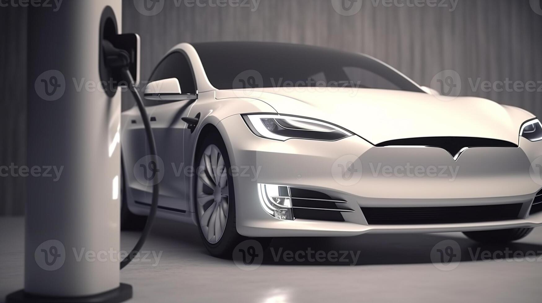 Concept of EV charger station application graphic of electric car