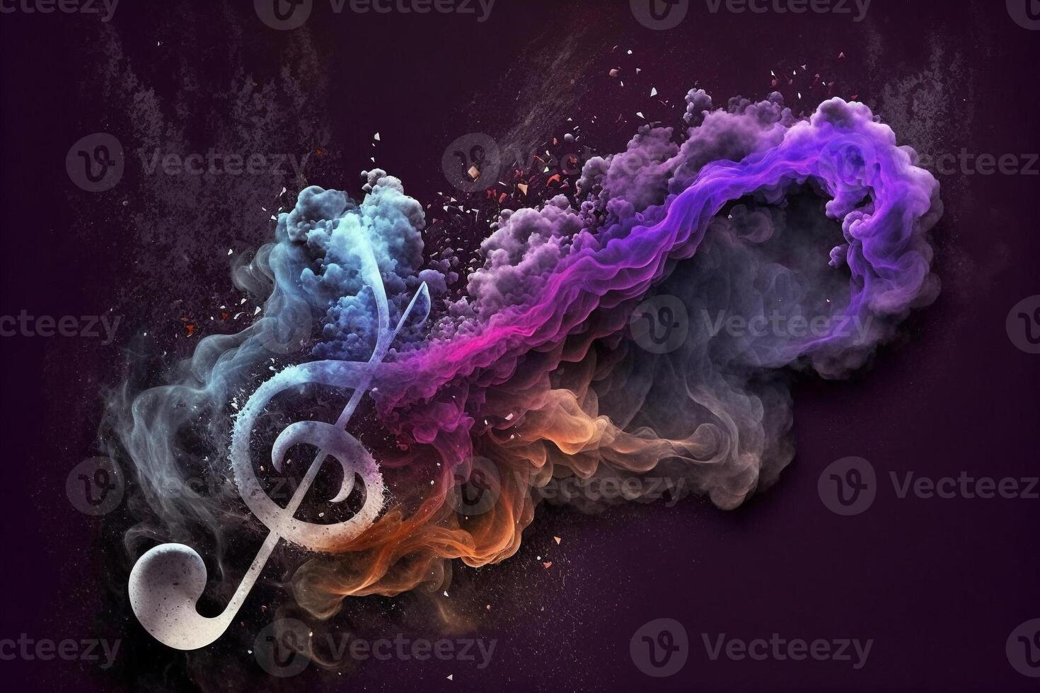 Abstract musical note symbol illustration,.dark background, . photo