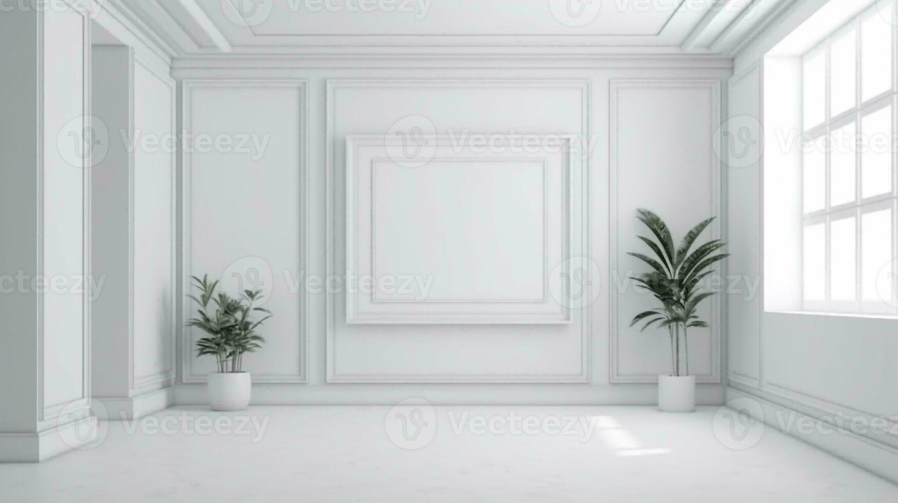 Picture frame in house living room mock up design, AI Generative. photo