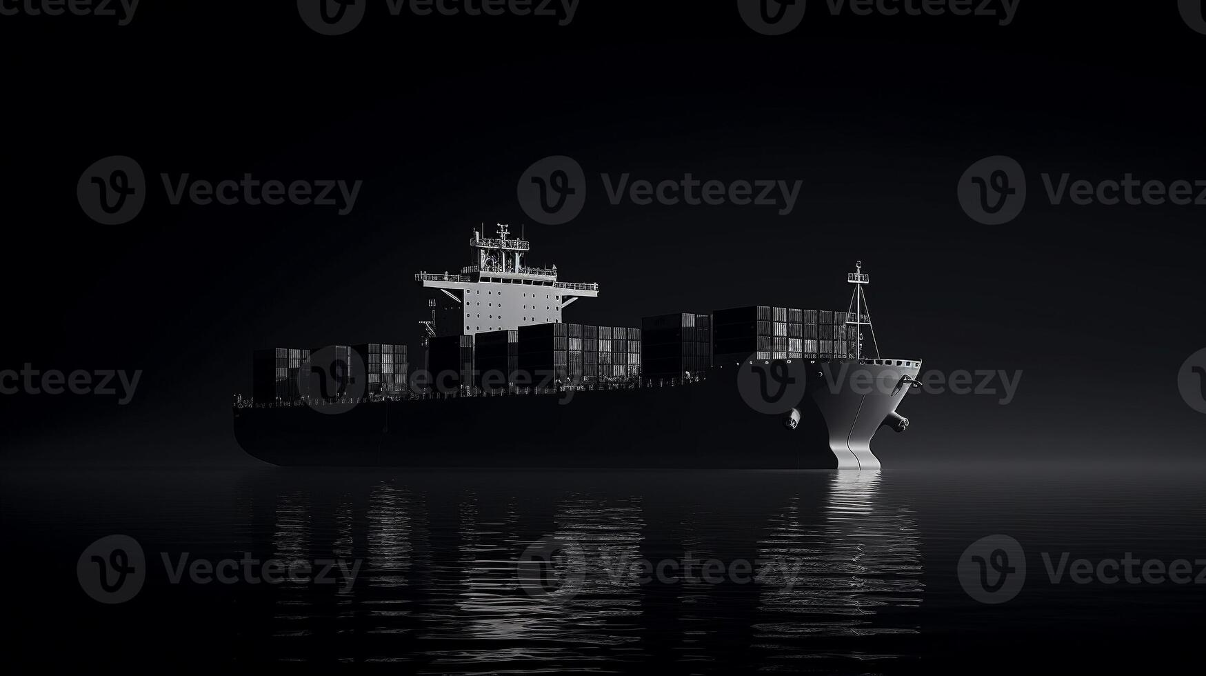 container ship sails on open water fully loaded with containers and cargo. . photo